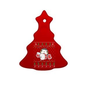 Drum Player Ugly Christmas Sweater Hedgehog Xmas Matching Meaningful Gift Ceramic Tree Ornament