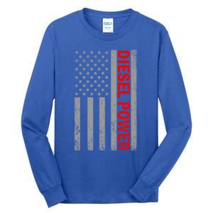 Diesel Power Usa Flag Truck Turbo Brothers Mechanic Gift Tall Long Sleeve T-Shirt