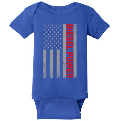 Diesel Power Usa Flag Truck Turbo Brothers Mechanic Gift Baby Bodysuit