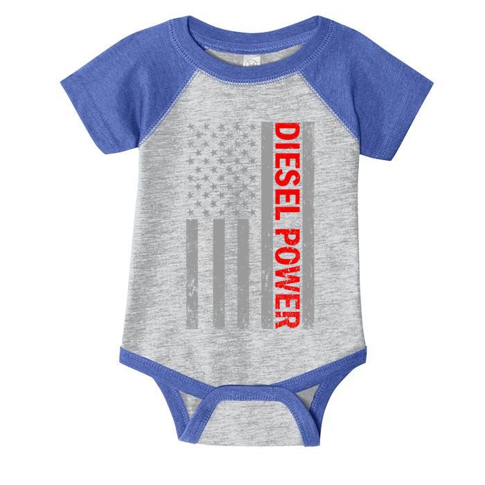 Diesel Power Usa Flag Truck Turbo Brothers Mechanic Gift Infant Baby Jersey Bodysuit