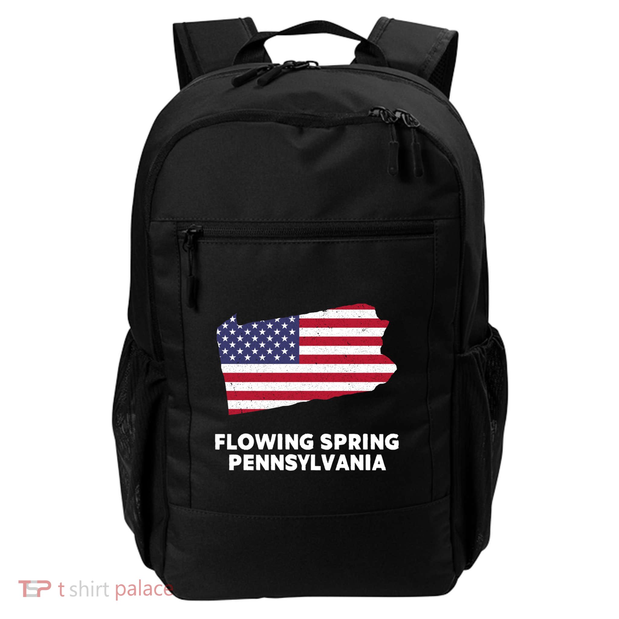 Distressed Patriotic Usa Flag Flowing Spring Pennsylvania Gift Daily Commute Backpack
