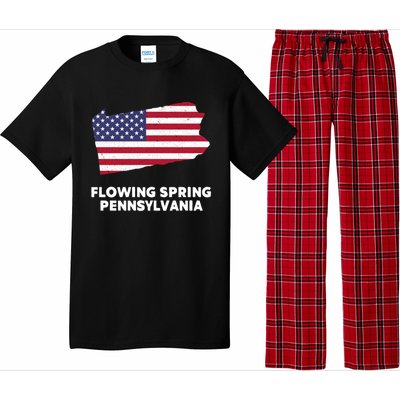 Distressed Patriotic Usa Flag Flowing Spring Pennsylvania Gift Pajama Set