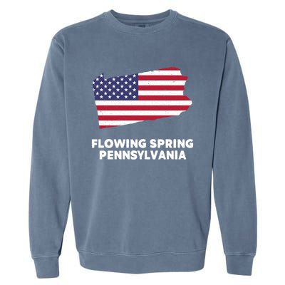 Distressed Patriotic Usa Flag Flowing Spring Pennsylvania Gift Garment-Dyed Sweatshirt