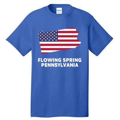 Distressed Patriotic Usa Flag Flowing Spring Pennsylvania Gift Tall T-Shirt