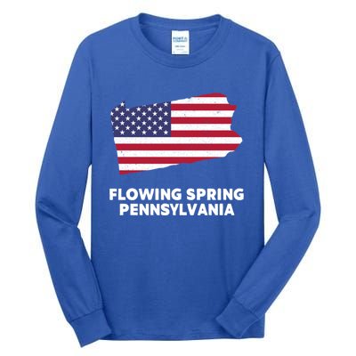 Distressed Patriotic Usa Flag Flowing Spring Pennsylvania Gift Tall Long Sleeve T-Shirt