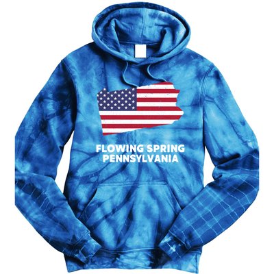 Distressed Patriotic Usa Flag Flowing Spring Pennsylvania Gift Tie Dye Hoodie