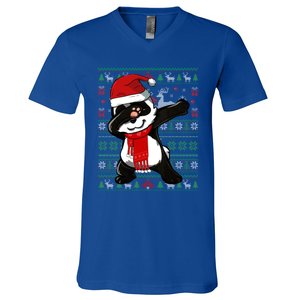 Dabbing Panda Ugly Christmas Sweater Party Costume Gift V-Neck T-Shirt