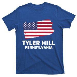 Distressed Patriotic Usa Flag Tyler Hill Pennsylvania Gift T-Shirt