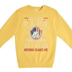 Dad Papa Us Veteran Patriotic Father American Gift Premium Crewneck Sweatshirt