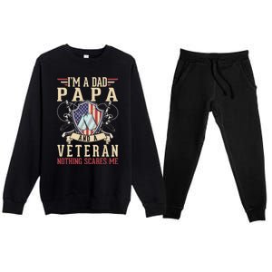 Dad Papa Us Veteran Patriotic Father American Gift Premium Crewneck Sweatsuit Set