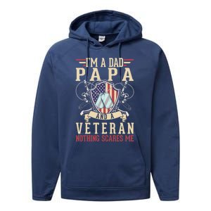 Dad Papa Us Veteran Patriotic Father American Gift Performance Fleece Hoodie