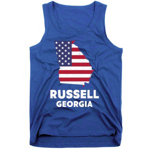 Distressed Patriotic Usa Flag Russell Georgia Gift Tank Top