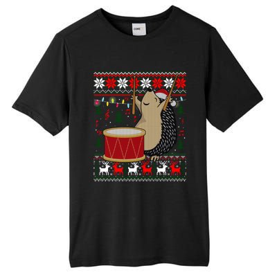 Drum Player Ugly Christmas Sweater Hedgehog Xmas Matching Tall Fusion ChromaSoft Performance T-Shirt