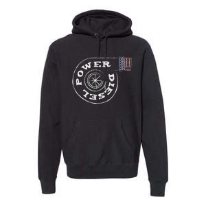 Diesel Power Usa Flag Turbo Turbocharger Premium Hoodie