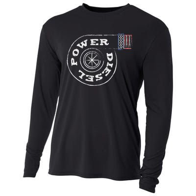 Diesel Power Usa Flag Turbo Turbocharger Cooling Performance Long Sleeve Crew