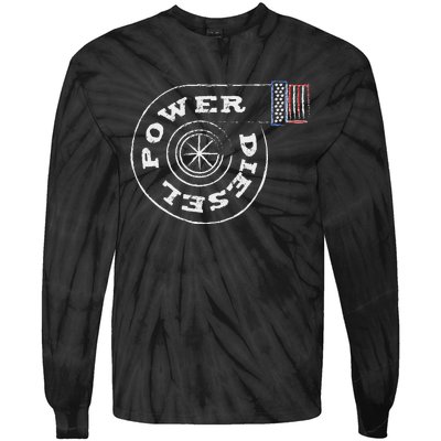 Diesel Power Usa Flag Turbo Turbocharger Tie-Dye Long Sleeve Shirt