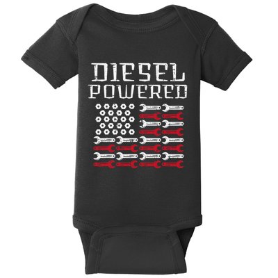 Diesel Powered Us Flag Auto Mechanic Patriot Baby Bodysuit