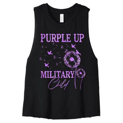 Dandelion Purple Up For Military Women's Racerback Cropped Tank