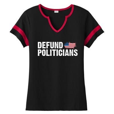 Defund Politicians United States Vintage Flag Ladies Halftime Notch Neck Tee