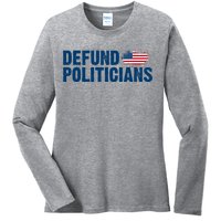 Defund Politicians United States Vintage Flag Ladies Long Sleeve Shirt