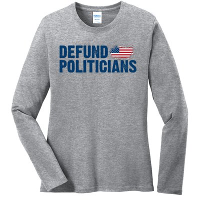 Defund Politicians United States Vintage Flag Ladies Long Sleeve Shirt