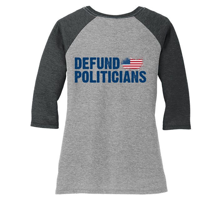 Defund Politicians United States Vintage Flag Women's Tri-Blend 3/4-Sleeve Raglan Shirt