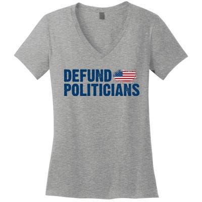 Defund Politicians United States Vintage Flag Women's V-Neck T-Shirt