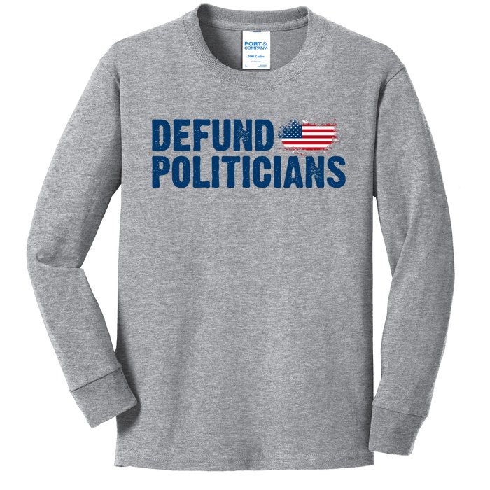 Defund Politicians United States Vintage Flag Kids Long Sleeve Shirt