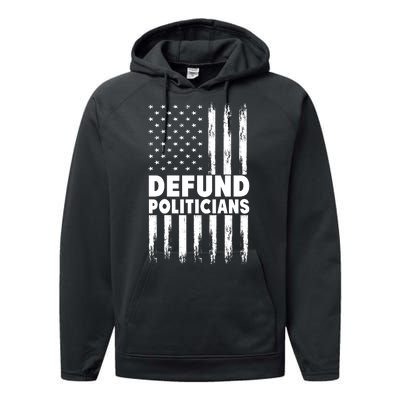 Defund Politicians USA Flag Performance Fleece Hoodie