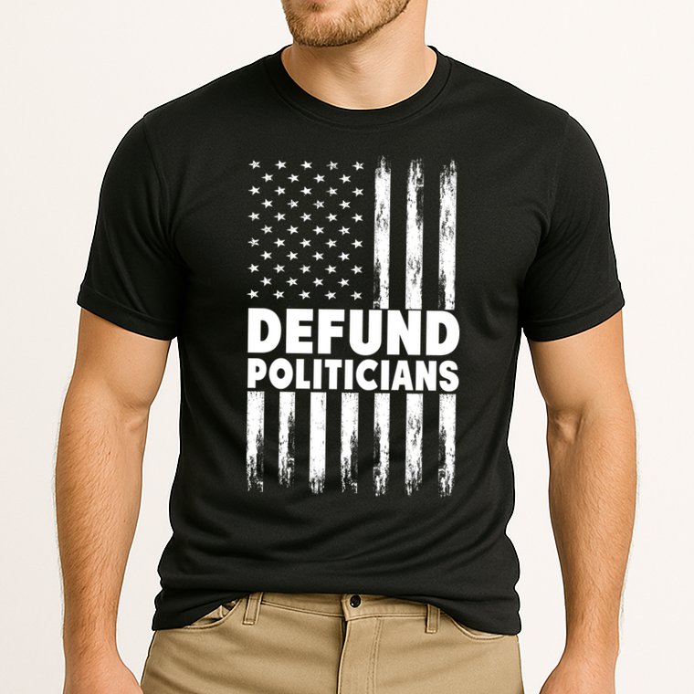 Defund Politicians USA Flag Cooling Performance Crew T-Shirt
