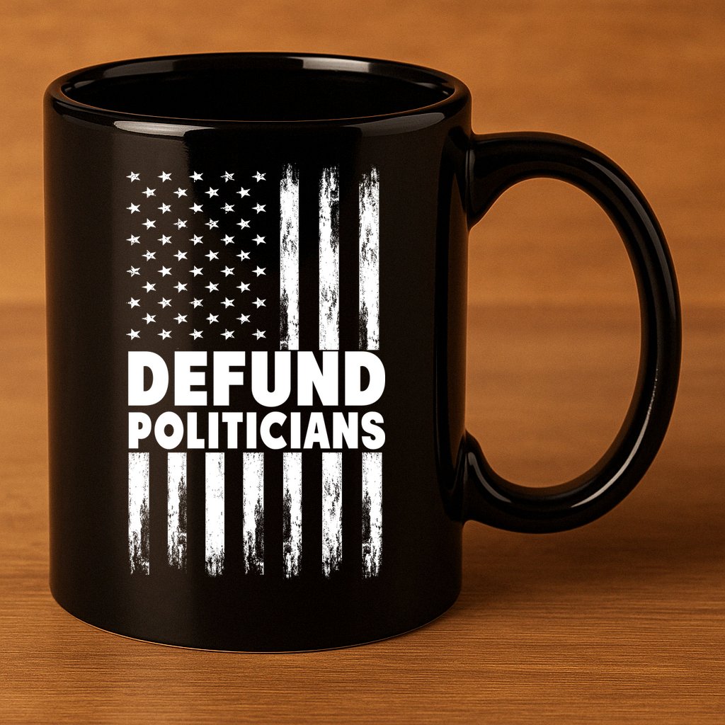 Defund Politicians USA Flag 11oz C Handle Ceramic Mug