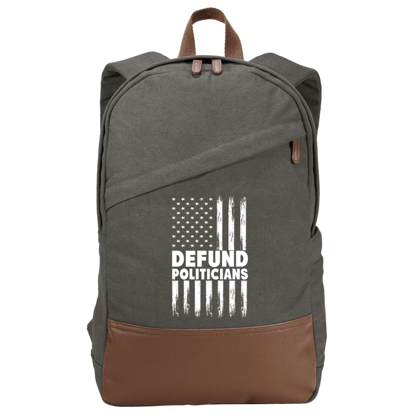 Defund Politicians USA Flag Cotton Canvas Backpack