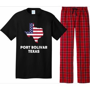 Distressed Patriotic Usa Flag Port Bolivar Texas Meaningful Gift Pajama Set