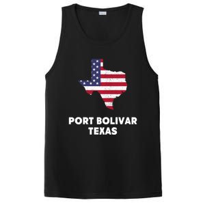 Distressed Patriotic Usa Flag Port Bolivar Texas Meaningful Gift PosiCharge Competitor Tank