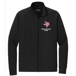 Distressed Patriotic Usa Flag Port Bolivar Texas Meaningful Gift Stretch Full-Zip Cadet Jacket