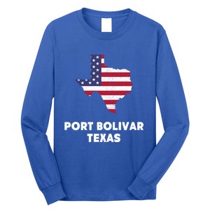 Distressed Patriotic Usa Flag Port Bolivar Texas Meaningful Gift Long Sleeve Shirt