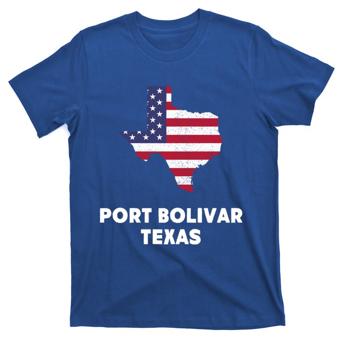 Distressed Patriotic Usa Flag Port Bolivar Texas Meaningful Gift T-Shirt