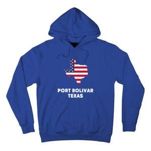 Distressed Patriotic Usa Flag Port Bolivar Texas Meaningful Gift Tall Hoodie