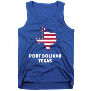 Distressed Patriotic Usa Flag Port Bolivar Texas Meaningful Gift Tank Top