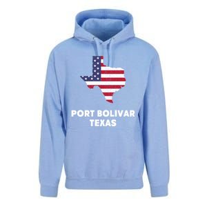 Distressed Patriotic Usa Flag Port Bolivar Texas Meaningful Gift Unisex Surf Hoodie