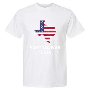 Distressed Patriotic Usa Flag Port Bolivar Texas Meaningful Gift Garment-Dyed Heavyweight T-Shirt