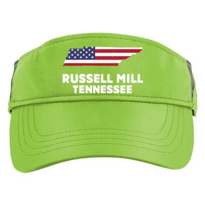 Distressed Patriotic Usa Flag Russell Mill Tennessee Cute Gift Adult Drive Performance Visor