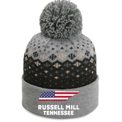 Distressed Patriotic Usa Flag Russell Mill Tennessee Cute Gift The Baniff Cuffed Pom Beanie