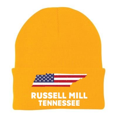 Distressed Patriotic Usa Flag Russell Mill Tennessee Cute Gift Knit Cap Winter Beanie