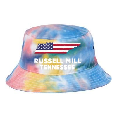 Distressed Patriotic Usa Flag Russell Mill Tennessee Cute Gift Tie Dye Newport Bucket Hat