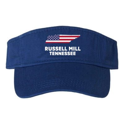 Distressed Patriotic Usa Flag Russell Mill Tennessee Cute Gift Valucap Bio-Washed Visor