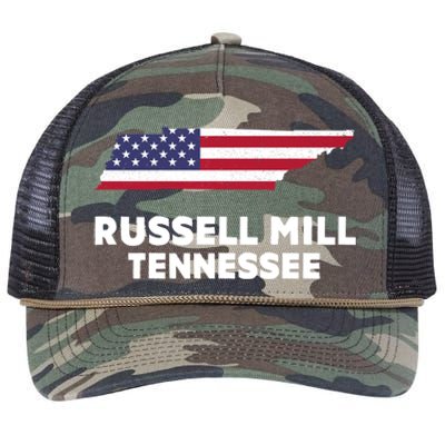 Distressed Patriotic Usa Flag Russell Mill Tennessee Cute Gift Retro Rope Trucker Hat Cap