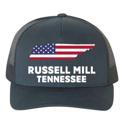 Distressed Patriotic Usa Flag Russell Mill Tennessee Cute Gift Yupoong Adult 5-Panel Trucker Hat