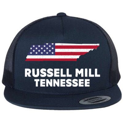 Distressed Patriotic Usa Flag Russell Mill Tennessee Cute Gift Flat Bill Trucker Hat