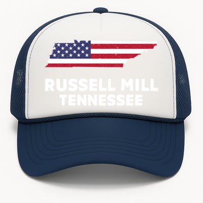 Distressed Patriotic Usa Flag Russell Mill Tennessee Cute Gift Trucker Hat